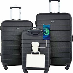 Wrangler Smart Spinner Hardside Luggage, 3 Piece Set, Black