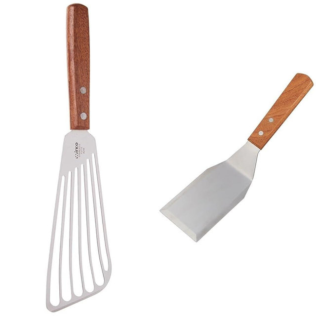 Winco Stainless Steel Brown Spatula and Hamburger Turner Bundle