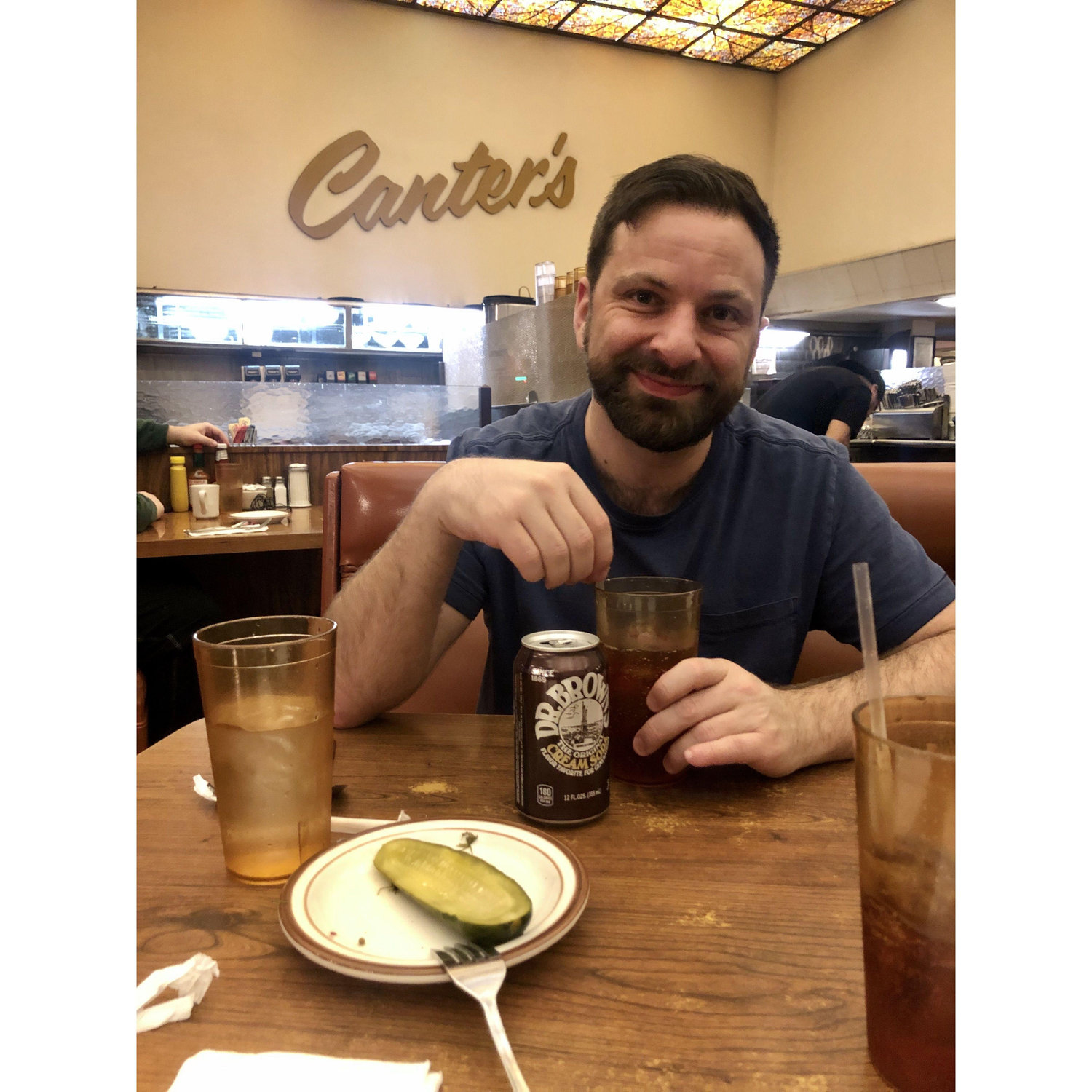 Natan’s first time at Canter’s Deli in Los Angeles. Who ate that last pickle slice?