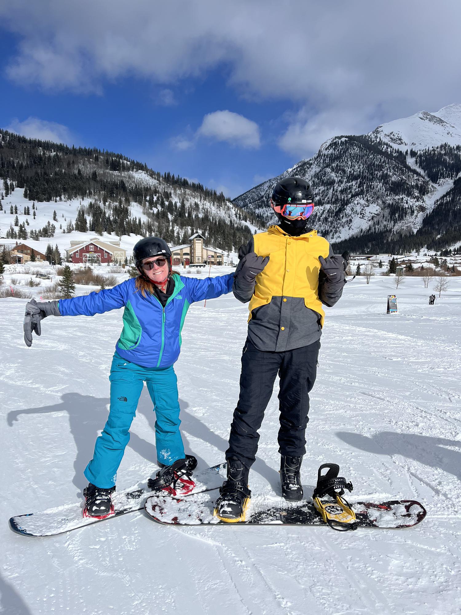 Snowboarding! Mike fared much better than Allie…