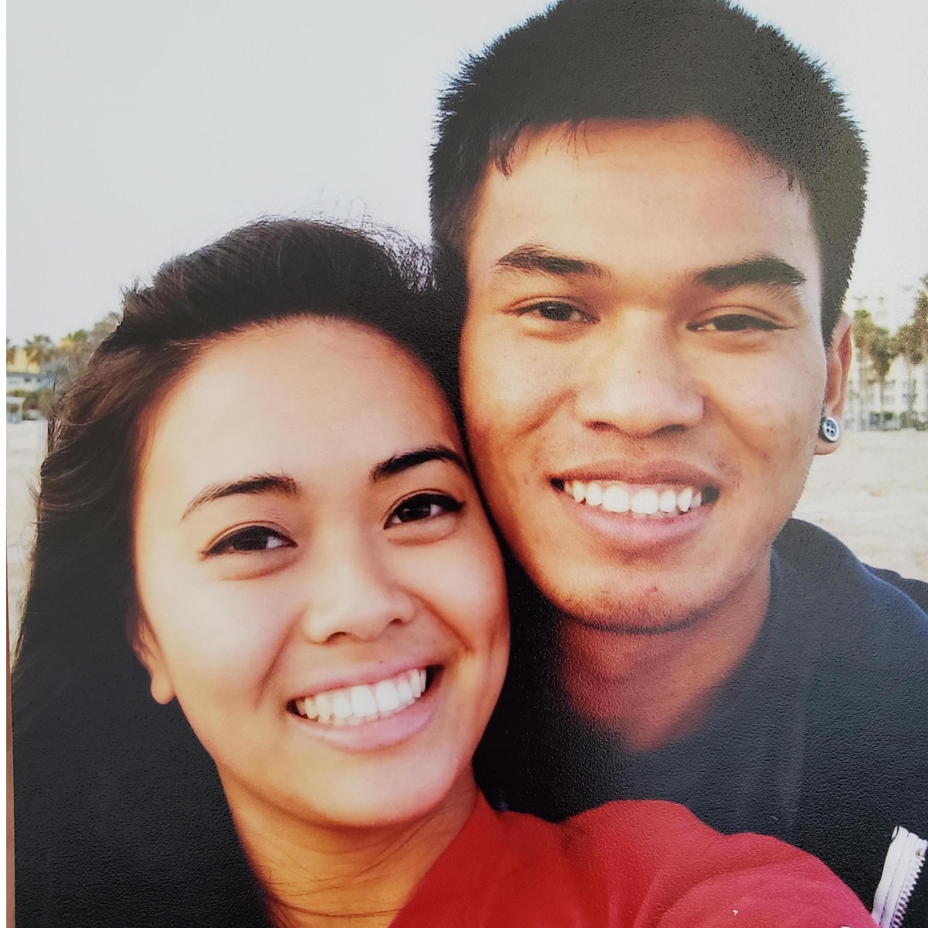 First kiss at Santa Monica Beach.