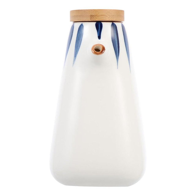 Angoily Ceramic Oil Vinegar Dispenser Japanese Soy Sauce Syrup Cruet Bottle Jar Vintage Liquid Condiment Container for Restaurant Home White