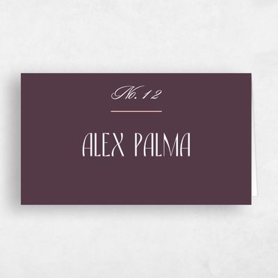 Dark Plum, Purple Wedding Place Card - Trogir