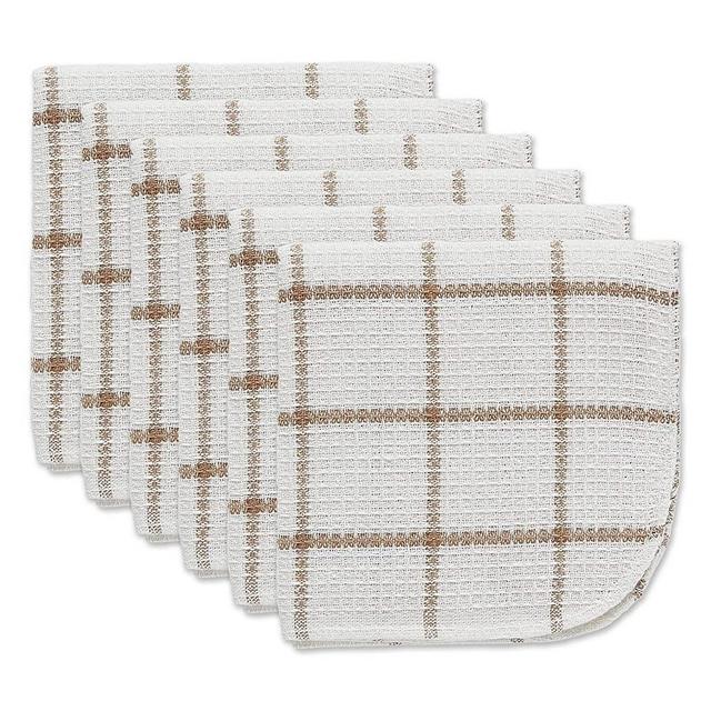DII Scrubber Dish Cloths Collection Windowpane, 12x12, Stone 6 Count