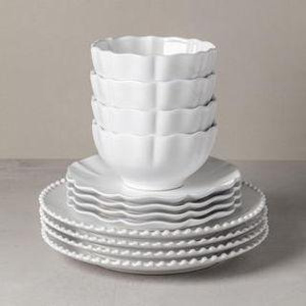 12-piece Dinnerware Set with Bowl Pearl & Rosa