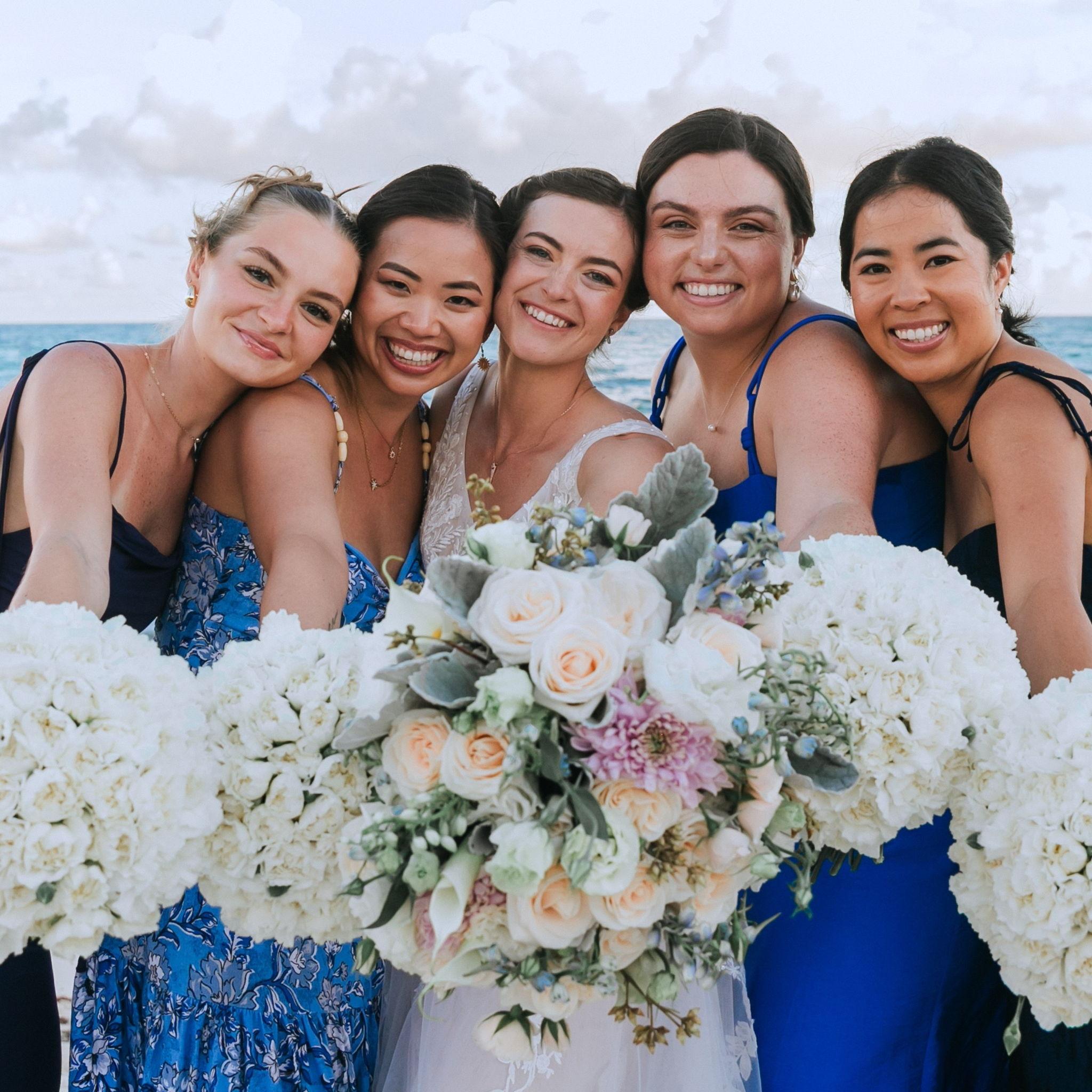 Katie was joined at the altar by her new sister-in-law Anastasia, and her friends Marissa, Megan and Linnea.
