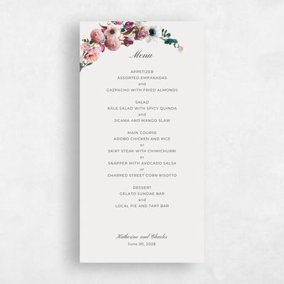 Cream, Beige Wedding Menu - Napa