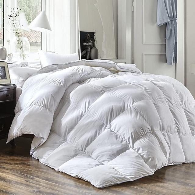 Luxury King Size White Goose Down Feather Comforter Duvet Insert Goose Down All Seasons 600 Thread Count Hypoallergenic 100% Cotton Cover Down Proof,Cozy Down Duvet with Corner Tabs.