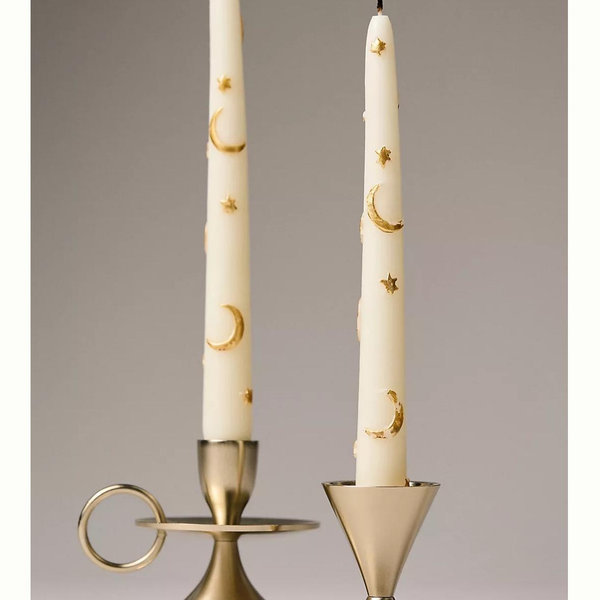 Mystic Icon Taper Candles, Set of 2: Star & Moon Edition