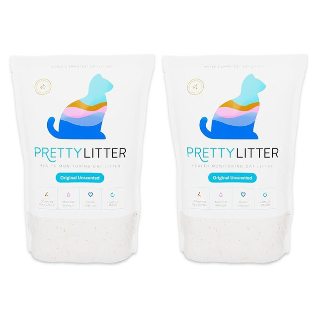 PrettyLitter Health Monitoring Cat Litter, Original Unscented Non-Clumping Crystal Litter, 6 lbs (Pack of 2)