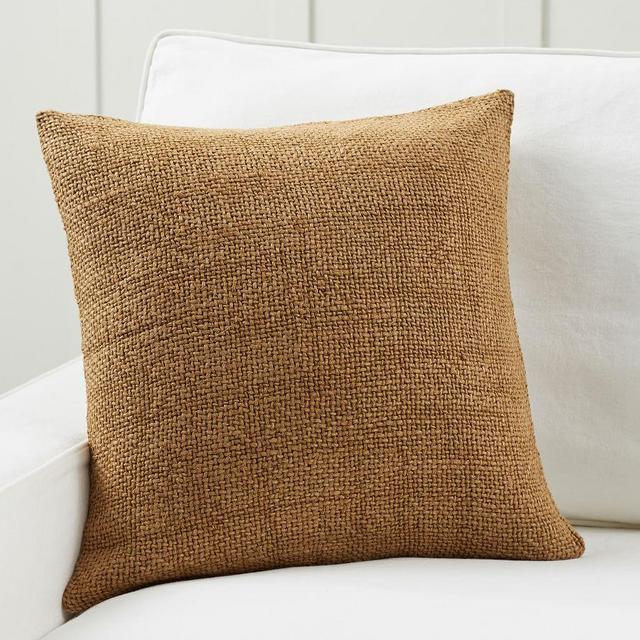 Faye Linen Textured Pillow Cover, 20 x 20", Tobacco