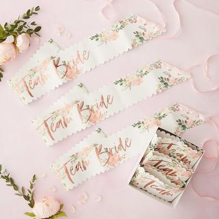 Floral Hen Party Team Bride Sash, Set of 6