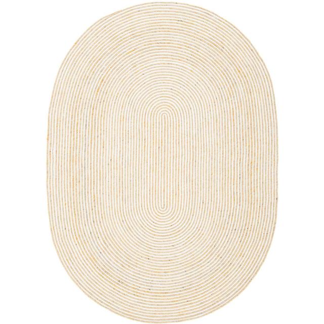 Braided BRD905 Hand Woven Area Rug - Gold/Ivory - 5'x7' Oval - Safavieh