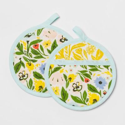 Floral Pot Holder Set Yellow - Opalhouse™
