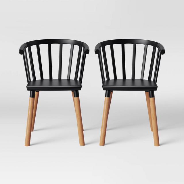 Set of 2 Balboa Barrel Back Dining Chair Black/Wood - Project 62™