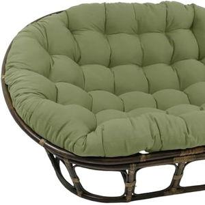 Maykoosh Rattan Double Papasan Chair with Twill Cushion - Bohemian Style Seating Sage Green