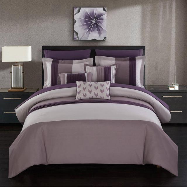 Queen 10pc Hester Bed In A Bag Comforter Set Plum - Chic Home Design