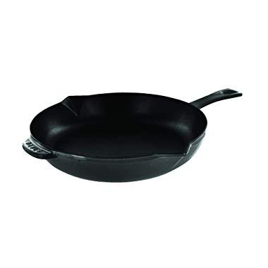 Staub 1222625 Cast Iron Enameled Frying Pan, 10-inch, Black Matte