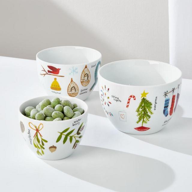 Winter Collage Nesting Bowls, Set of 3