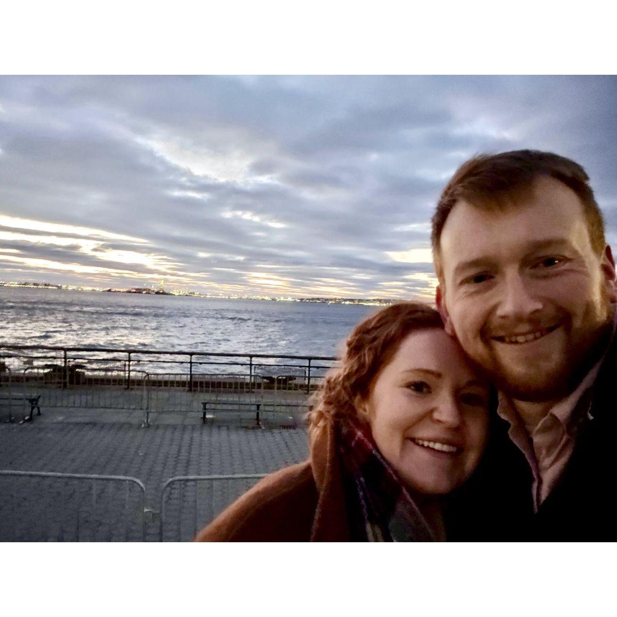 A selfie with the Statue of Liberty on our trip to New York City. December 2023. (New York, NY)