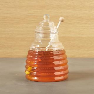 Beehive Glass Honey Jar with Wood Dipper