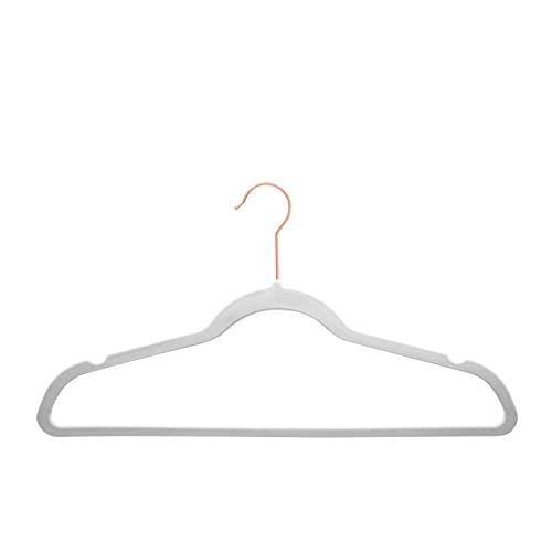 AmazonBasics Slim, Velvet, Non-Slip Clothes Suit Hangers, Ivory/Gold - Pack of 50