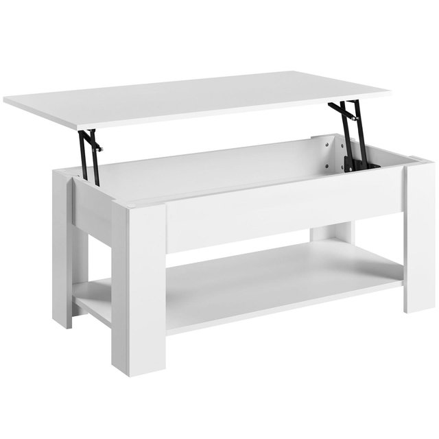 Yaheetech Modern Lift Top Vintage Coffee Table Accent Table w/Hidden Compartment & Storage For Home, Living Room, Reception Room, Office-White