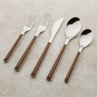 Hamlin Faux Wood Handle 5-Piece Flatware Set, Service for 1, Set of 4