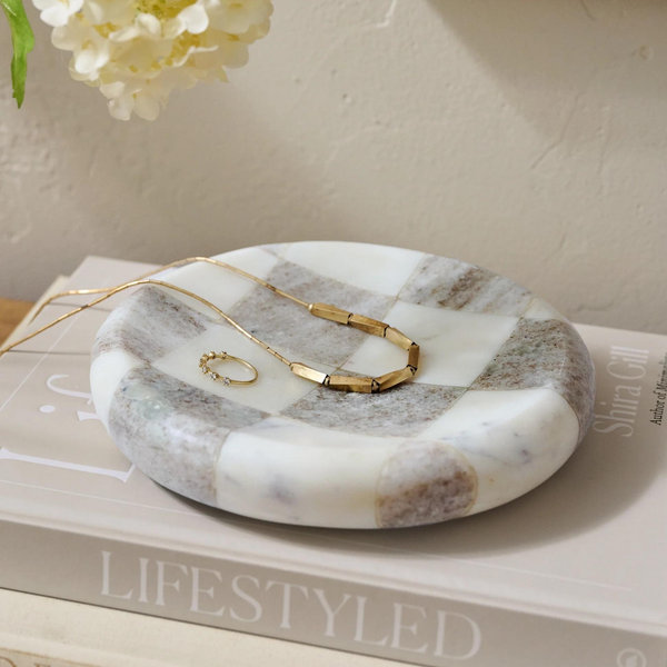 Everett Checkered Marble Trinket Tray