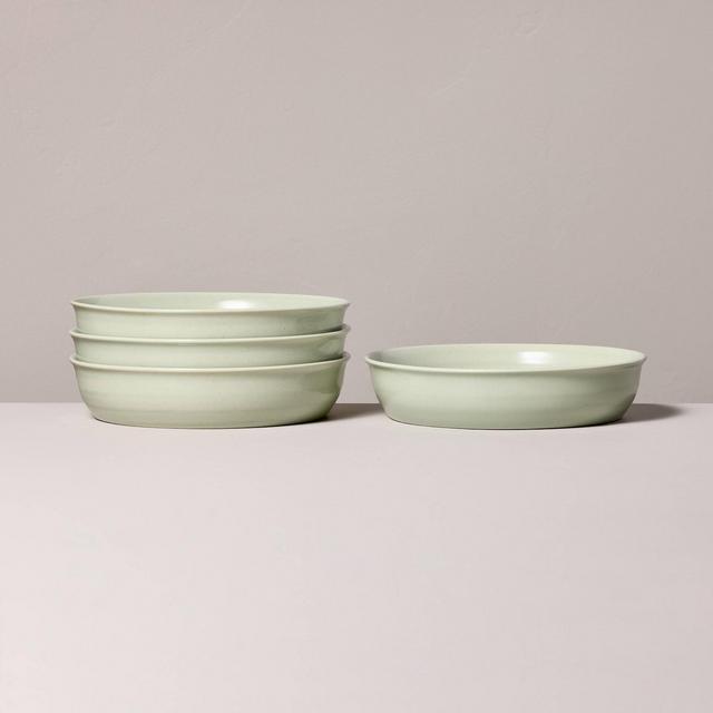 4pk 28oz Flared Brim Stoneware Pasta/Grain Bowl Serene Green - Hearth & Hand™ with Magnolia