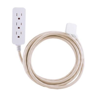 10' 3 Grounded Outlets Extension Cord Tan/White - Cordinate