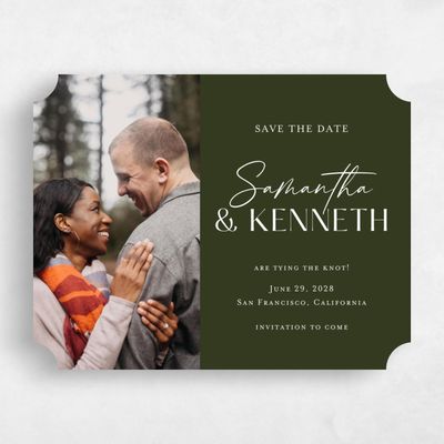 Green Ticket Wedding Save the Date - Sidney Photo
