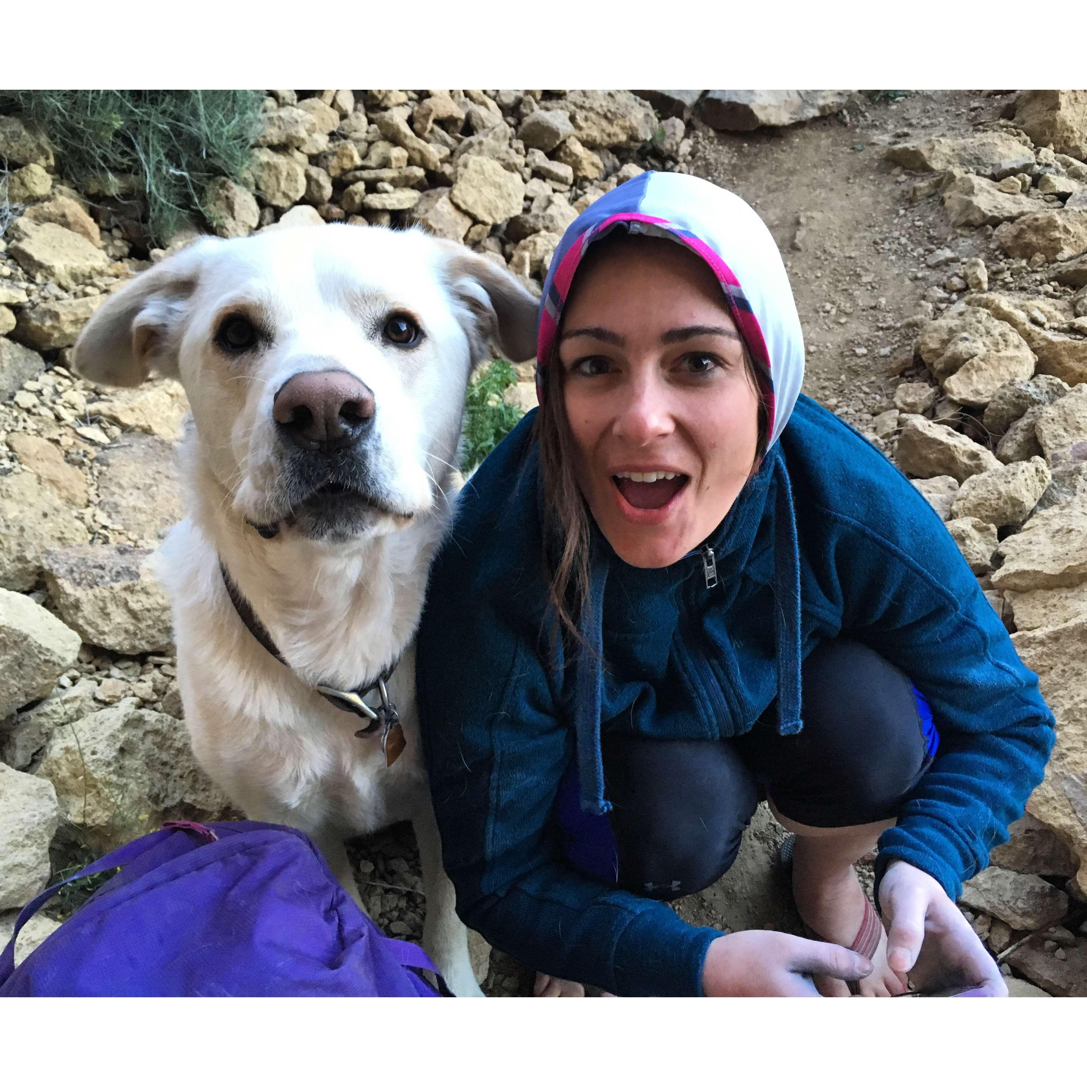Mimi and Bear on one of our first times sport climbing together at Smith Rock.