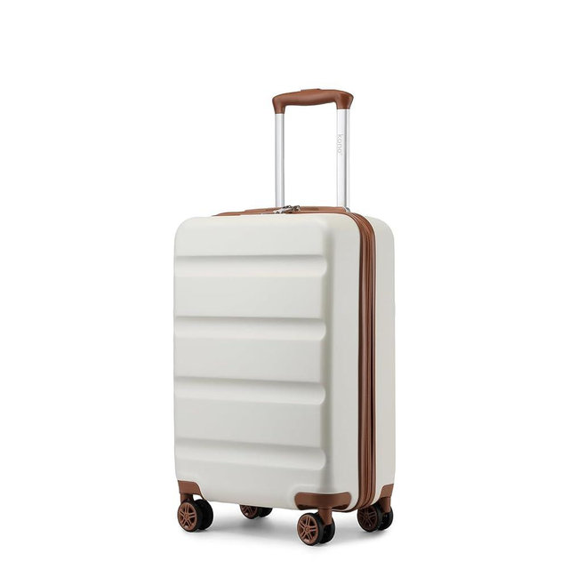 Kono Carry On Luggage 22x14x9 Airline Approved Lightweight Small Travel Suitcase with Spinner Wheels Hard Shell TSA Carry-On Cream White