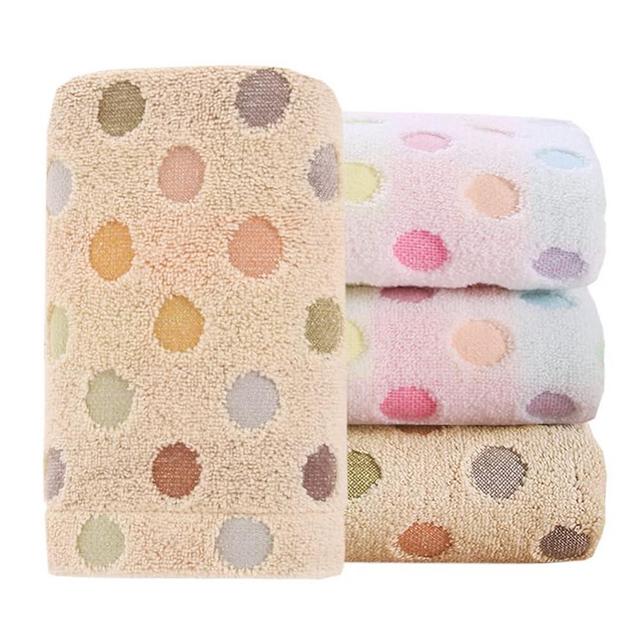 Pidada Hand Towels Set of 4 Colorful Polka Dot Pattern 100% Cotton Soft Absorbent Decorative Towel for Bathroom 13.4 x 30 Inch (Beige and Brown)