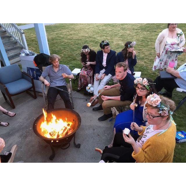 Hang out after wedding party around the fire