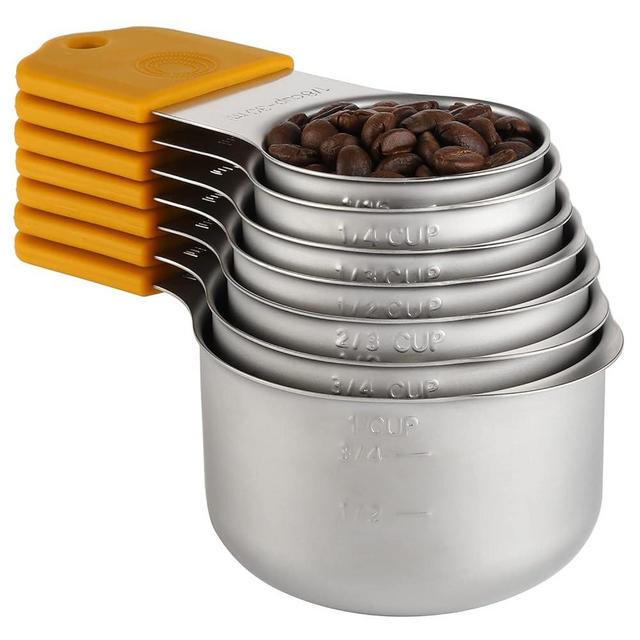 Measuring Cup Set Stainless Steel Heavy Duty Stackable Magnetic Measuring Cup Sets of 7 for Cooking & Baking Dry and Liquid Ingredients