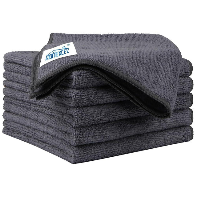 HOMEXCEL Grey Microfiber Cleaning Cloth 6 Pack, 12.5 x 12.5 inch Microfiber Towels for Cars, Ultra Absorbent Car Washing Cloth, Lint Free Streak Free Cleaning Rags for Car, Kitchen, and Window