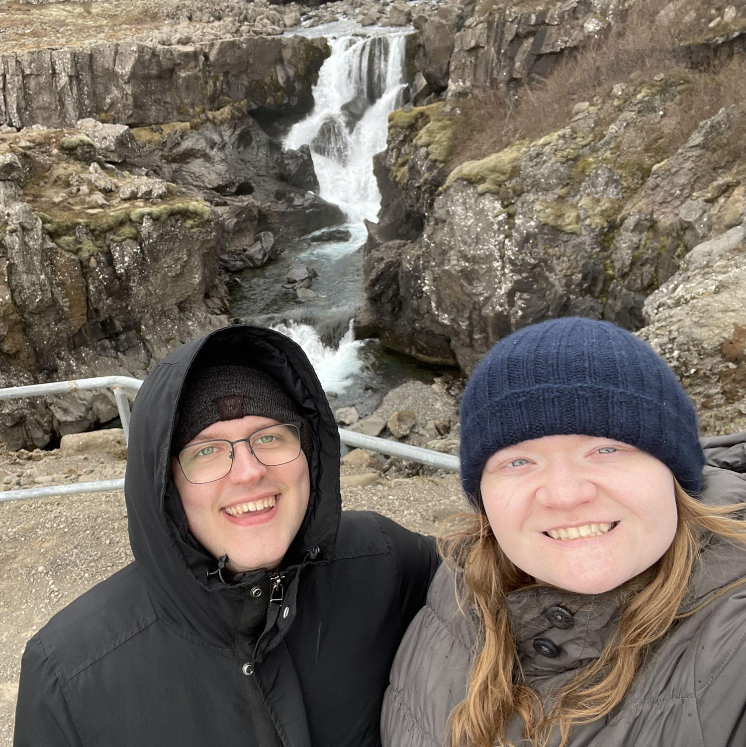 The one good photo of us in Iceland where we got engaged.