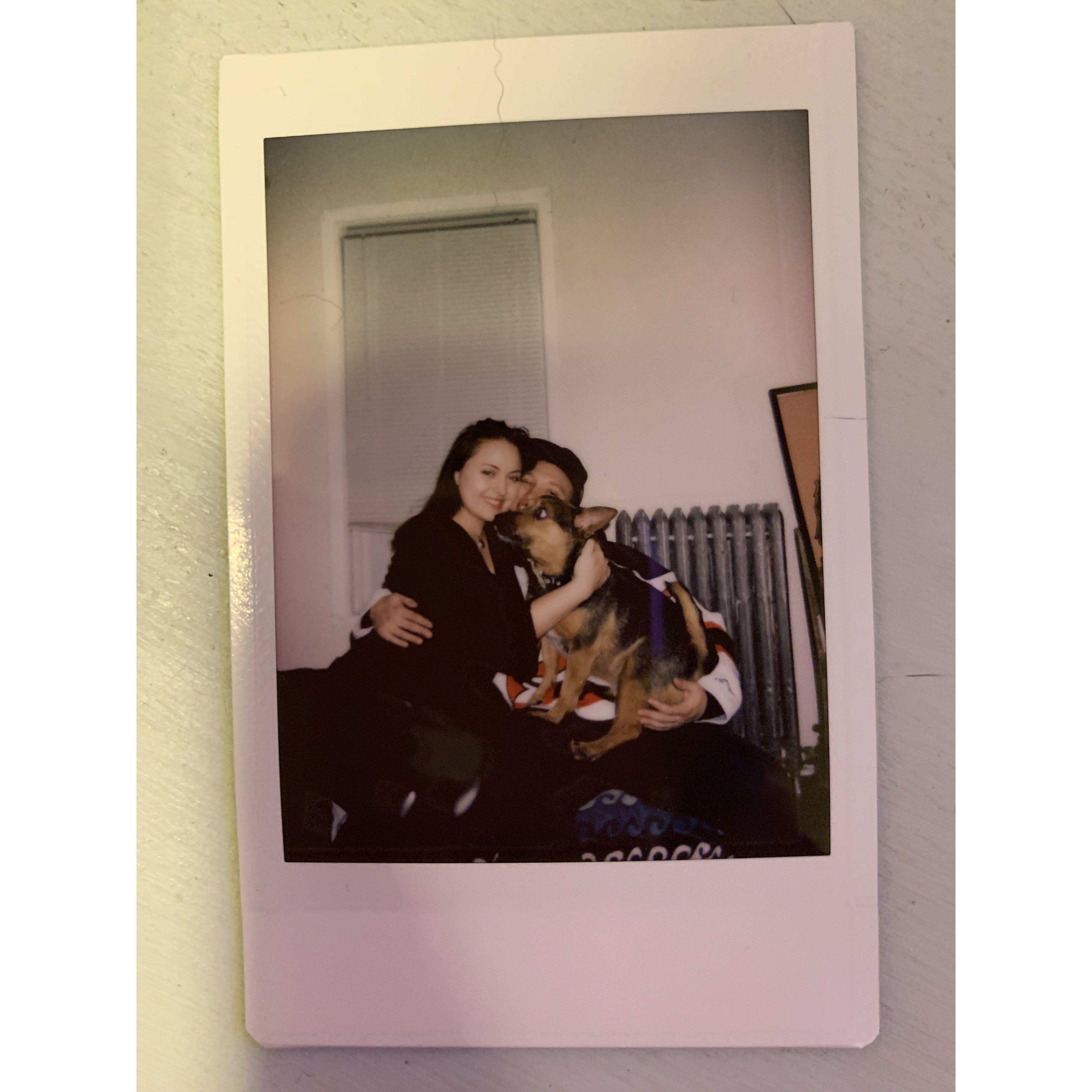 Polaroid taken by bridesmaid Kana Emery, Fall 2019 featuring our terrier Marty