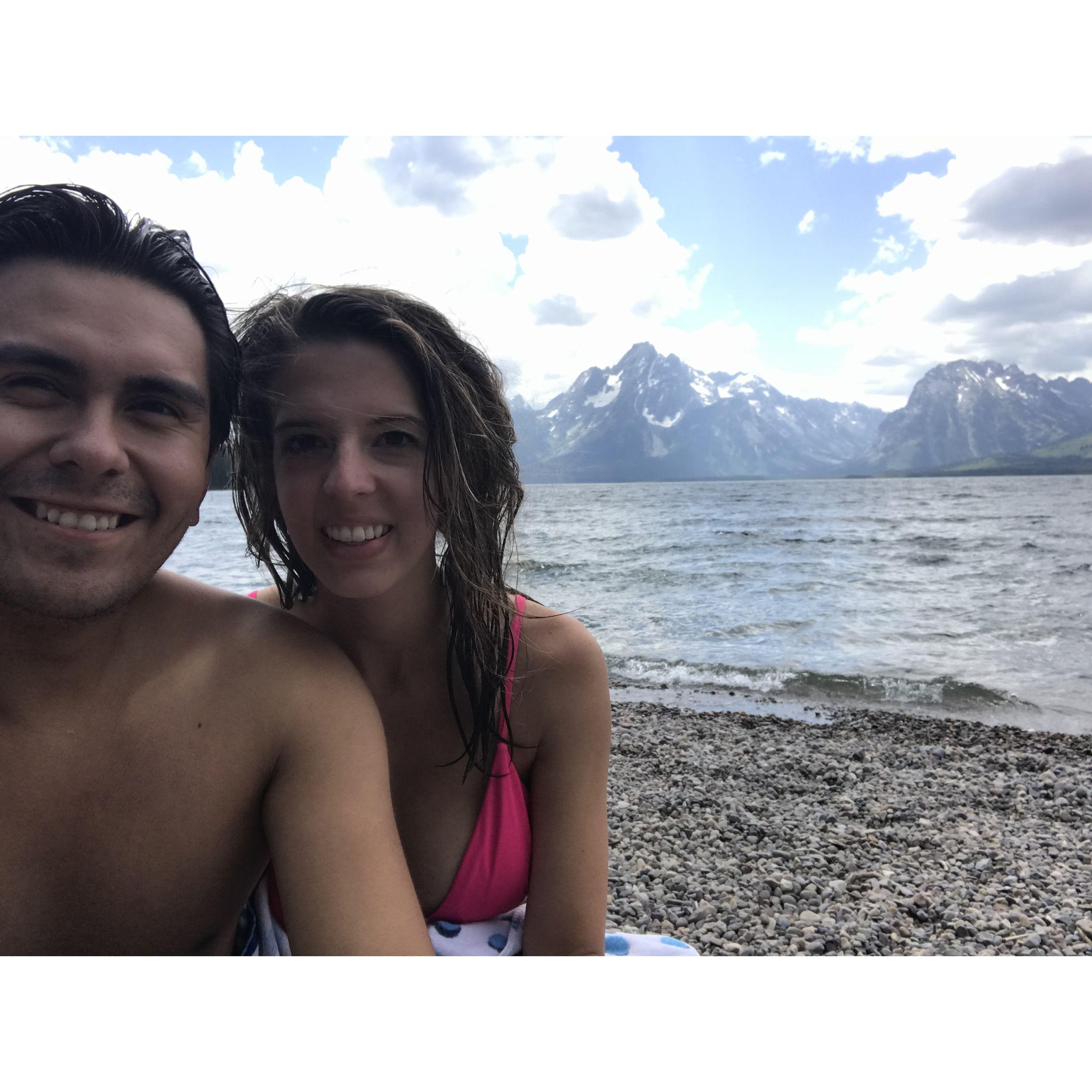 Post frozen dip into Jackson Lake.