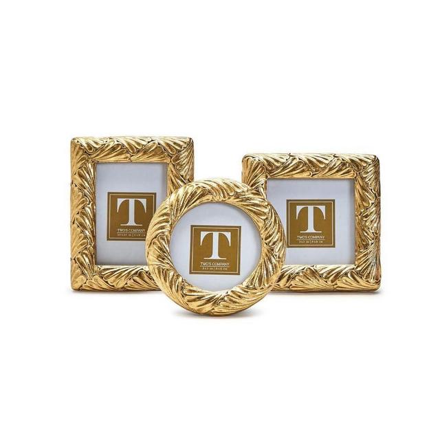 Two's Company Fanshell Set of 3 Gold Leaf Photo Frame Includes 3 Styles
