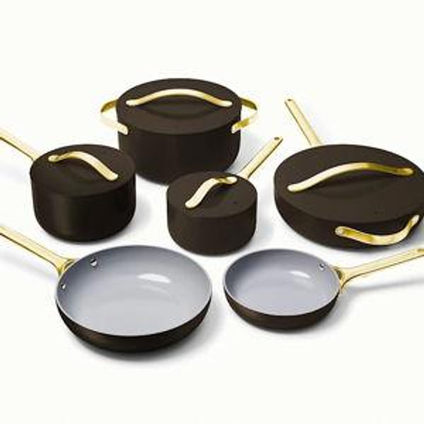 Ceramic Cookware & Minis Set | Nonstick Pots & Pans Set | Non-Toxic | Caraway - Black 16-piece Set