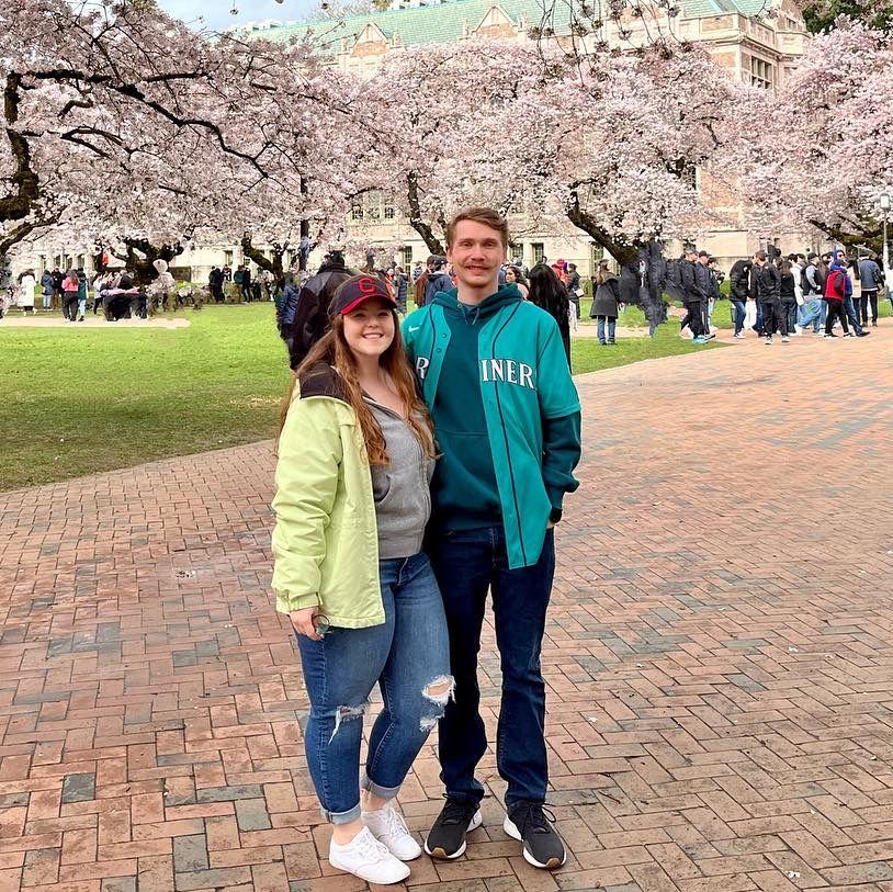 Seeing the Cherry Blossoms at UW before heading to a Cleveland vs Seattle baseball game