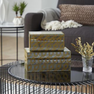 2-Piece Golden Glam Diamond Printed Box Set