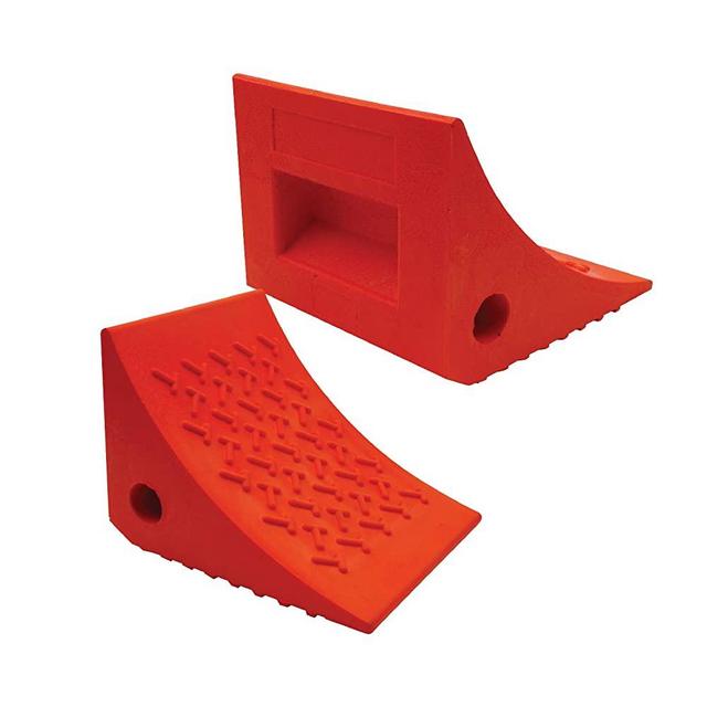 SECURITYMAN Heavy Duty Wheel Chocks (2 Pack) - Durable, Non-Slip, Solid Rubber Wheel Chocks for Boat Trailers, RV, Truck, Camper - Perfect on All Surfaces and in All Weather - Orange