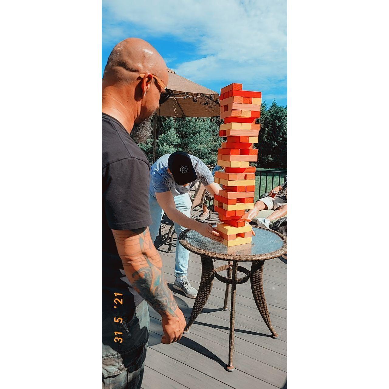 Giant Jenga with the fam