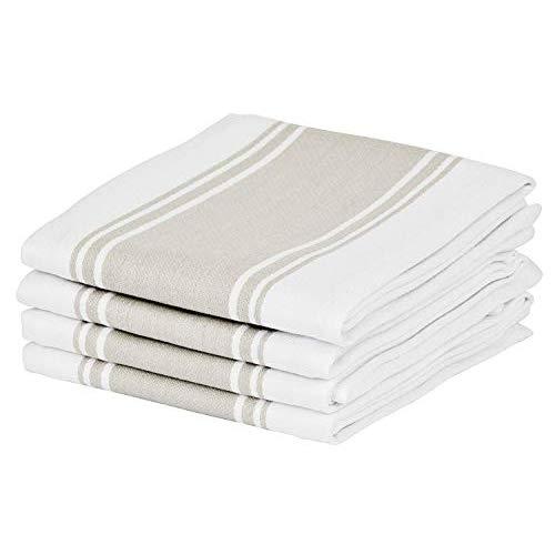  Cucinare Kitchen Towels 100% Cotton Professional Grade Large  and Absorbent with Vintage Stripe Tea Towel, Set of 4 (Size 20x 28)  (Grey) : Home & Kitchen