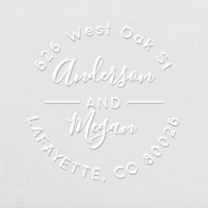 Custom Circular Script Wedding Return Address Embosser
