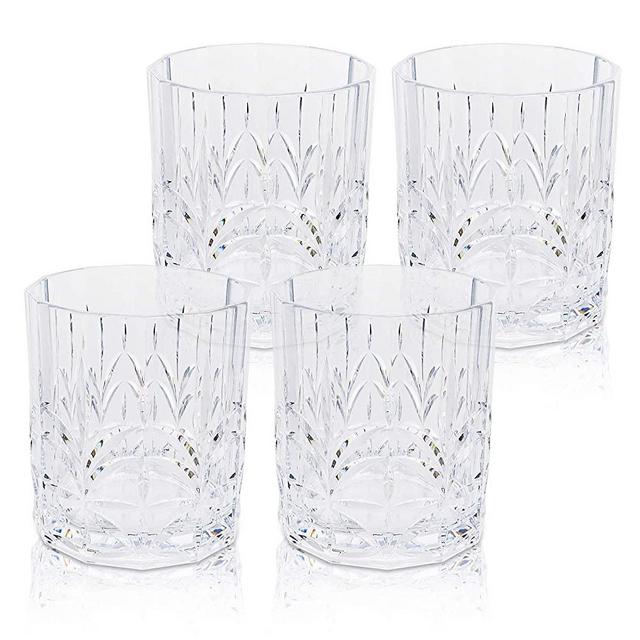 BELLAFORTE - Shatterproof Tritan Plastic Short Tumbler Clear, 13oz, set of 4 Myrtle Beach Drinking Glasses - Dishwasher Safe Tumblers - Unbreakable Glassware for Outdoor use, BPA Free
